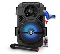 Enceinte autonome MyDj SONIC-08 à LED - 400W - USB/BT/FM/AUX - Télécommande + Micro VHF sans fil+ Clé USB 32G