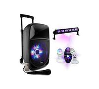 Enceinte Autonome sur batterie Karaoke Bluetooth USB Tuner 300W PARTY-8LED - Jeu Astro MAGIC-LIGHT-MICRO-S - Barre à LED UV 6x3W
