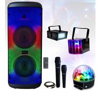 Enceinte Autonome sur Batterie MS-ELECTRO-SOUND600 Karaoke USB Bluetooth 600W - 2 Micros - 3 Jeux de Lumière - Soirée Barbecue