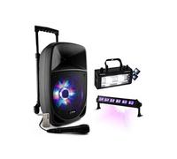Enceintes, baffle et amplis DJ Party Light & Sound Enceinte batterie USB Bluetooth 300W PARTY-8LED Karaoke Micro - Stroboscope STROBE40LED - Effet Lumière Noire LED-UVBAR6 Ibiza
