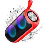 Enceinte Bluetooth, 12H Basses Renforcées Haut Parleur Bluetooth 5.3 Avec Appel Mains Libres, Enceinte Bluetooth Puissante Avec Lumières Led, Portable Étanche Ipx6, Pour Fête, Camping,Extérieur Roug
