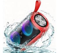Enceinte Bluetooth, 12H Basses Renforcées Haut Parleur Bluetooth 5.3 avec Appel Mains Libres, Enceinte Bluetooth Puissante avec Lumières LED, Portable Étanche IPX6, pour Fête, Camping, Extérieur Rouge