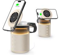 Enceinte Bluetooth 3 En 1 Lampe De Nuit Chargeur Sans Fil 15W ¿ Lampe De Chevet Tactile Réglable, Bluetooth 5.4, Lumières Ambiantes (Jaune)[Z377]