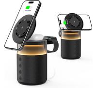 Enceinte Bluetooth 3 En 1 Lampe De Nuit Chargeur Sans Fil 15W \U2013 Lampe De Chevet Tactile Réglable, Bluetooth 5.4, Lumières Ambiantes (Noir)[Z380]