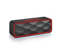 Enceinte Bluetooth 5.0 avec radio FM, AUX, USB, prise en charge de la carte TF, batterie 1500 mAh, 8 à 10 heures d'autonomie, rouge
