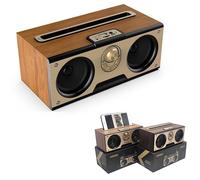 Enceinte Bluetooth 5.0 vintage en bois portable sans fil avec radio FM, AUX, USB, carte TF, surround 3D et basses supplémentaires, 45 W PMPO, audio domestique rétro pour une utilisation en intérieur