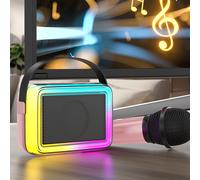Enceinte Bluetooth 5.3 portable Jacenvly 10 W avec microphone, lumières colorées, batterie 4000 mAh, compatible avec les applications K-Song,