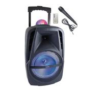 Enceinte Bluetooth à trolley Inovalley KA116BOWL 450W 8” Micro filaire Karaoké Dôme LED kaléidoscope Noir