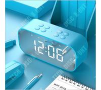 Enceinte bluetooth acve LED Horloge Digitale Réveil Miroir Haut Parleur Bluetooth sans fil Support TF USB lecteur Musique Bleu