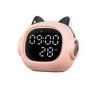 Enceinte Bluetooth chat mignon avec écran LED, veilleuse et réveil - Son stéréo 3D portable