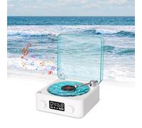 Enceinte Bluetooth en Vinyle Waves, Le Joueur en Vinyle des Vagues avec Une Ondulation d'eau, Joueur de Disque de Style Rétro, Haut-Parleur Aqua pour Chambre, Bureau, Fête (White)
