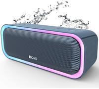 Enceinte Bluetooth, Haut Parleur Portable Sans Fil Avec Bass Puissantes, Étanche Ipx6, Lumières Multicolores,Autonomie 20H, Double Appairage Stéréo, Bleu Foncé[Z958]