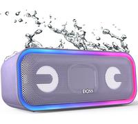 Enceinte Bluetooth, Haut Parleur Portable Sans Fil Avec Bass Puissantes, Étanche Ipx6, Lumières Multicolores, Double Appairage Stéréo, Autonomie 15H, Violet