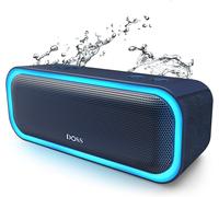 Enceinte Bluetooth, Haut Parleur Portable Sans Fil Avec Bass Puissantes, Étanche Ipx6, Lumières Multicolores,Autonomie 20H, Double Appairage Stéréo, Noir