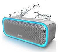 Enceinte Bluetooth, Haut Parleur Portable Sans Fil Avec Bass Puissantes, Étanche Ipx6, Lumières Multicolores,Autonomie 20H,Double Appairage Stéréo, Gris