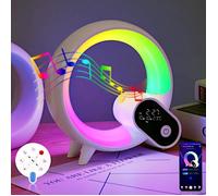 Enceinte Bluetooth - HIBA - Lampe de chevet - Chargeur sans fil 15W - 7 couleurs - Réveil intelligent