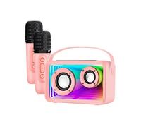 Enceinte Bluetooth Karaoké 2 Micros sans fil Rose