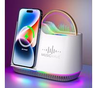 Enceinte Bluetooth Lumineuse avec Chargeur sans Fil & Support Téléphone, Lampe Tactile LED Rechargeable avec 8 Lumières Solides & 5 Modes de Lumière, Haut-Parleur Bluetooth Veilleuse Cadeau Ado Fille