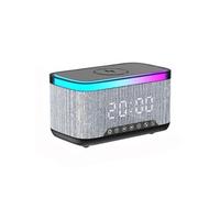 Enceinte Bluetooth Multifonction Chargeur Sans Fil Réveil Lumière LED Noir