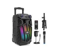 Enceinte Bluetooth Portable - 38 cm - 1680 W avec Micro - Haut-Parleur Karaoké Rechargeable avec Roues -TWS - Lumières LED - Noir