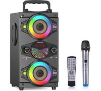 Enceinte Bluetooth portable 60W, caisson de basses, FM, LED, micro, télécommande, fêtes/maison