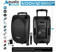 Enceinte Bluetooth portable - AUDIO CLUB - MOOV12 - 350W RMS/700W max - 2 micros UHF - Batterie rechargeable, trolley