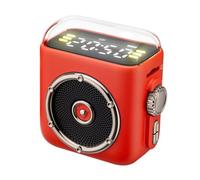 Enceinte Bluetooth Portable Avec Horloge Veilleuse et Fixation Magnétique Rouge YONIS