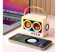 Enceinte Bluetooth portable - Caisson de basses - Son stéréo HiFi - Bluetooth - Avec lumière RVB - Mini enceinte rétro MP3 - Connexion sans fil - Pour la maison, les voyages, l'extérieur