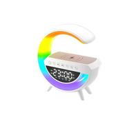 Enceinte Bluetooth portable, enceinte Bluetooth sans fil avec lumière, chargement sans fil, veilleuse, réveil, radio FM, lampe de table