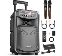 Enceinte Bluetooth Portable, Enceinte Sono Karaoké avec Microphone, Télécommande et Batterie Rechargeable Intégrée, MP3/USB/SD, Voyants Lumineux Indicateur de Batterie LED