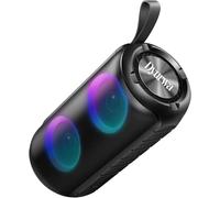 Enceinte Bluetooth Portable, Haut-Parleur Bluetooth 5.3 Sans Fil Bass Treibern, Autonomie 12H, Enceinte Puissante Avec Rgb Lumière, Étanche Ipx6, Dragonne Portable,Appel Mains Libres,Dsp,1800Mah Noi