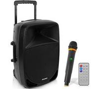 Enceinte Bluetooth Portable - Pyle - 1200 W - noir - Lumières Indicatrices de Batterie LED avec Batterie Rechargeable Intégrée - Microphone sans fil Noir