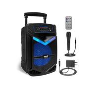 - Enceinte Bluetooth Puissante - 800W - Batterie Rechargeable - Micro Filaire SD/USB/AUX Radio - Eclairage LED et Roues - Noir
