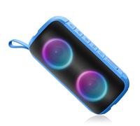 Enceinte Bluetooth Puissante Portable Bluetooth 5.3 Sans Fil, Bass Treibern, DSP, Autonomie 12H, Étanche IPX6, Lumière RGB, Dragonne, Appel Mains Libres, 1800mAh, Adapté pour Plein Air/Fêtes, Bleu
