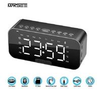 Enceinte Bluetooth Radio Réveil Enceinte Bluetooth avec grand écran LED pour l’affichage de l'heure/date/température,MicroSD/TF