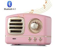 Enceinte Bluetooth rétro V4.1, batterie 400 mAh, 6 heures d'autonomie, appels mains libres, design élégant, portée 10 m