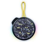 Enceinte Bluetooth ronde avec dragonne et effets lumineux - 15 W - Noir et jaune camouflage G