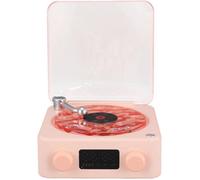 Enceinte Bluetooth Rose Design Platine Vinyle - Veilleuse LED, Affichage Heure, Son Stéréo, USB Rechargeable