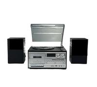 Enceinte Bluetooth, Tourne-Disque Vinyle, Lecteur CD à Cassette Audio HiFi, Radio, Gramophone réglable Vintage avec