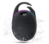 Enceinte Bluetooth ultra-portable, LED Écran, mousqueton intégré, Bass Puissantes, son Pro, basses puissantes, 30H d'autonomie, Lumières RGB, Appairage TWS,AUX,TF, pour l'extérieur/La Fête/Voyage,Noir