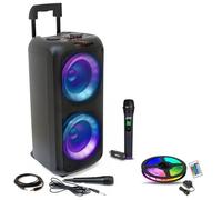 Enceinte Bluetooth USB portable 600W Karaoke Ibiza VENUS600 - 2 micros - 1 ruban LED flexible lumineux multicolore