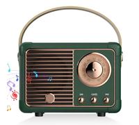 Enceinte Bluetooth Vintage Portable, Mini Enceinte Rétro Connectée, 3W Haut-Parleur, Basses Profondes, Appels Mains Libres, Cadeau Femme, Cadeau Ado, Décoration Intérieure (Vert)