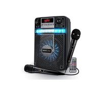 enceinte brozy08 karaoké party 400w batterie koolstar avec 2 microphones - à led - application smartphone usb/bluetooth/radio fm