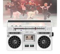 Enceinte Cassette Portable, Lecteur CD rétro, avec Radio AM/FM, entrée SD/USB, Transcription sur Cassette et Disque USB, Connexion Bluetooth(C)
