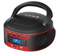 Enceinte CD Portable Boombox, Radio FM et Lecture USB | Entrée auxiliaire et Prise Casque, Double Alimentation (Secteur/Batterie) | Son Compact pour Bureau et extérieur,Black