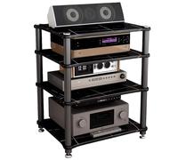 Enceinte Colonne À Plusieurs Niveaux Support Anti-Vibrations pour Équipement Enceinte Audiovisuelle KTV pour Composants Stéréo Systèmes Home Cinéma Lecteurs DVD Convient Aux Salons(Noir)