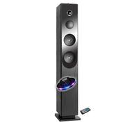 Inovalley Enceinte colonne Blacktower – CD Bluetooth FM USB 100W télécommande jeu lumière OVNI LED