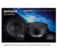 EM-VWFX155 - Haut-parleurs Composants 2 Voies puissants Plug & Play 15,5 cm / 6", compatibles avec VW, Seat, Skoda, système Audio pour Installation sur Porte, 80 W RMS, 1 Paire