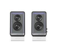 Edifier QR65 Enceinte pour Moniteur au Design Actif (70 W) avec Effets Lumineux RVB, 3 Ports de Charge Rapide USB TurboGaN et Sortie Caisson de Basses, Noir
