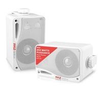 Pyle Enceinte d’Extérieur Bluetooth 200W, Paire d’Enceintes Actifs et Passifs 3 Voies, Montage au Mur ou au Plafond, Haut Parleur Mural Étanche, Utilisation sur Patio/l'Intérieur/l’Extérieur, Blanc